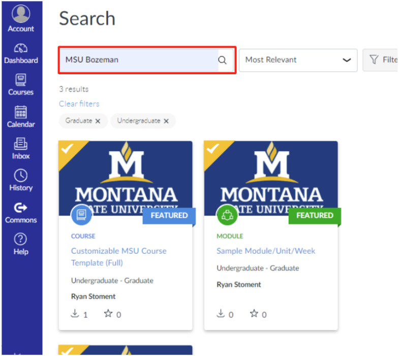 MSU Resources in Canvas Commons - Canvas | Montana State University